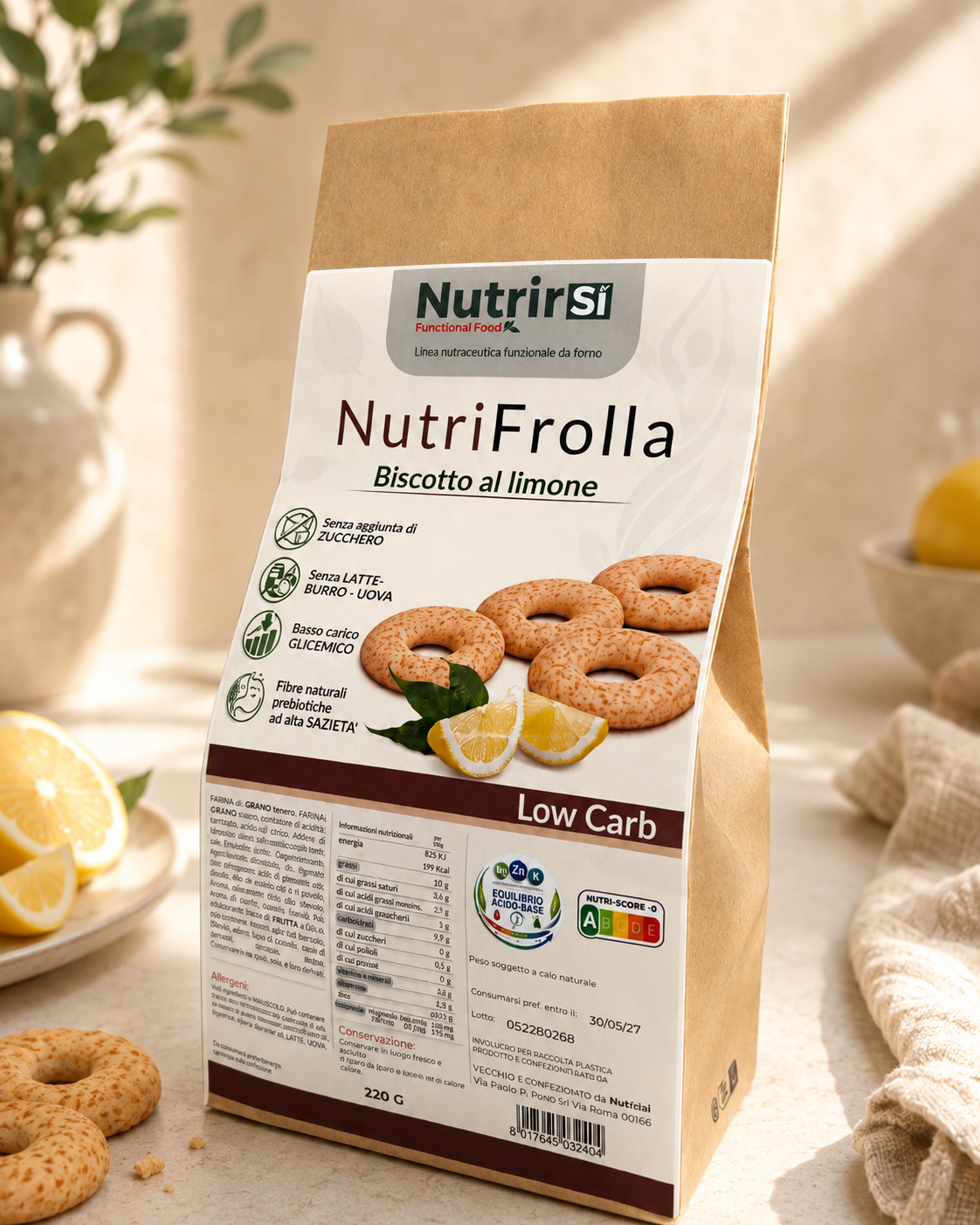 Confezione NutriFrolla biscotto al limone Low Carb NutrirSì