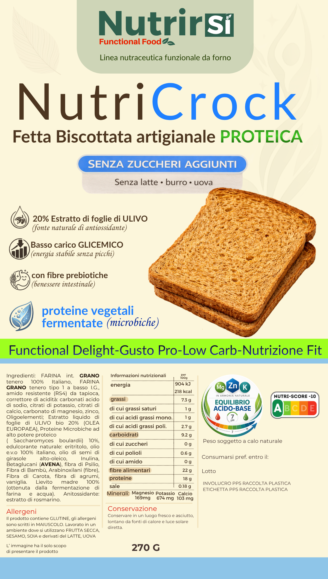 NutriCrock Fette Biscottate PROTEICA - Linea Nutraceutica Funzionale da Forno - immagine 2