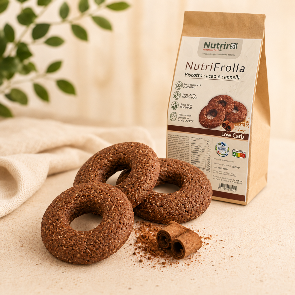 Nutrifrolla Cacao Cannella Biscotti Funzionali Nutraceutici Low Carb - immagine 3